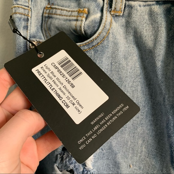 PLT | Light Blue Distressed Split Hem Straight Jean - Picture 4 of 8